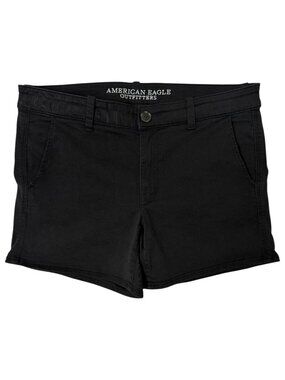 American Eagle Women's Black Super Stretch AEO Twill X Midi Shorts Size 12